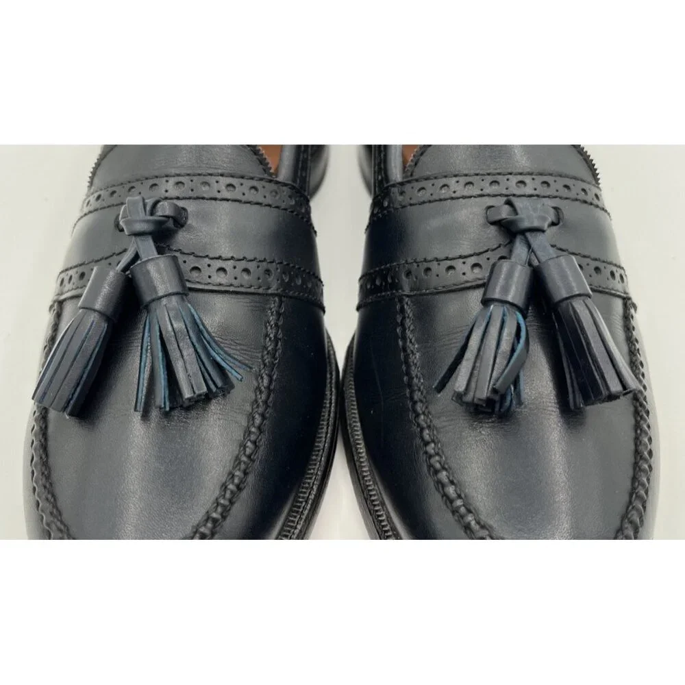 Allen Edmonds Harvard Loafers Brogue Tassel Dark Navy Blue Shoes Mens Size 7 C